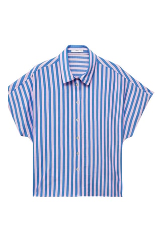 Chemise rayures manches courtes - Bleu