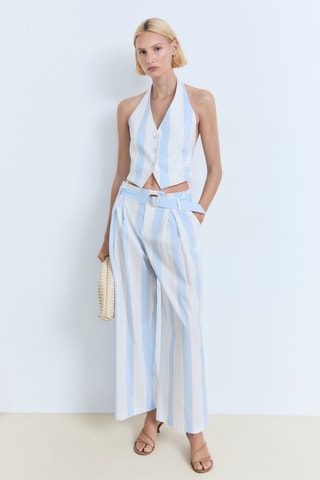 Gilet emmanchures américaines à rayures - Bleu Clair