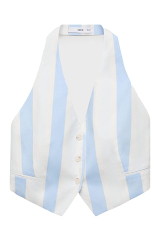 Gilet emmanchures américaines à rayures - Bleu Clair