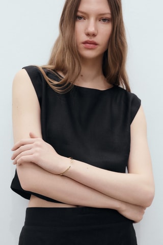 Top crop lin - Noir