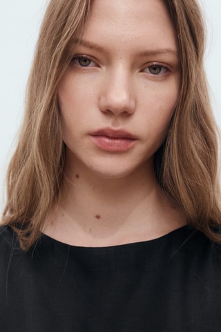 Top crop lin - Noir
