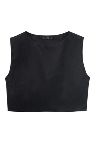 Top crop lin - Noir