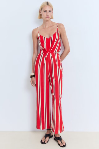 Combinaison rayée cut-out - Rouge