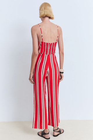 Combinaison rayée cut-out - Rouge