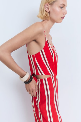 Combinaison rayée cut-out - Rouge