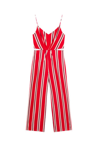 Combinaison rayée cut-out - Rouge
