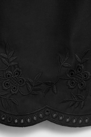 Short en satin bas brodé - Noir