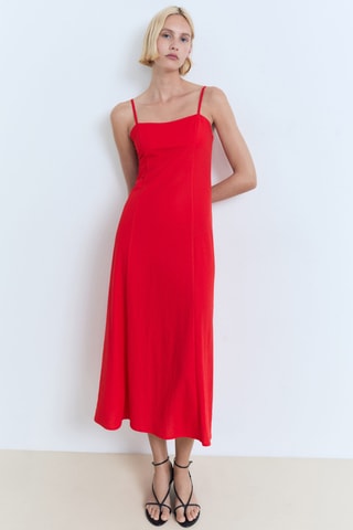 Robe midi nœud au dos - Rouge