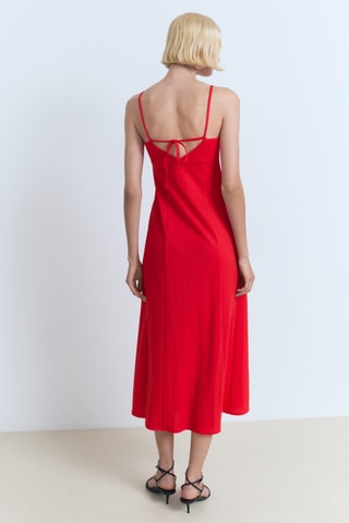 Robe midi nœud au dos - Rouge