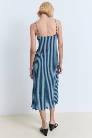 Robe froncée rayures - Bleu