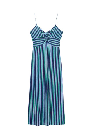 Robe froncée rayures - Bleu
