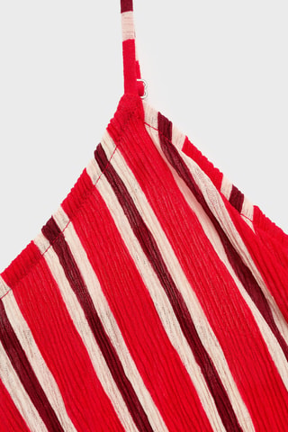 Robe froncée rayures - Rouge
