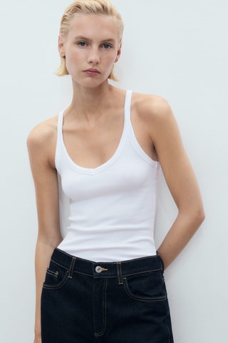 Top coton bretelles - Blanc