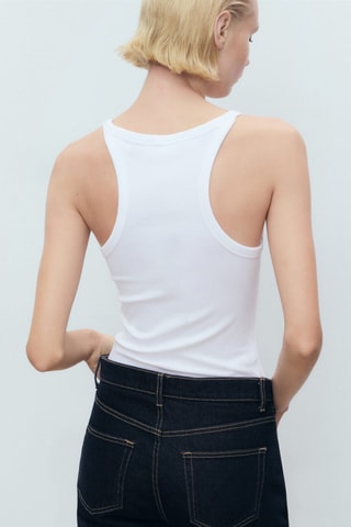 Top coton bretelles - Blanc