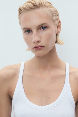 Top coton bretelles - Blanc