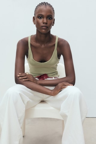 Top coton bretelles - Kaki