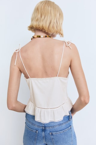 Haut brodé en dentelle rapportée - Blanc Cassé