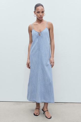 Robe en jean bretelles - Bleu
