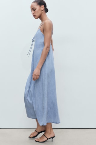 Robe en jean bretelles - Bleu