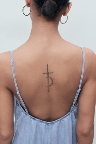 Robe en jean bretelles - Bleu