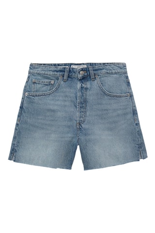 Short en jean bas effiloché - Bleu