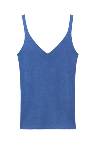 Top maille col V - Bleu Clair