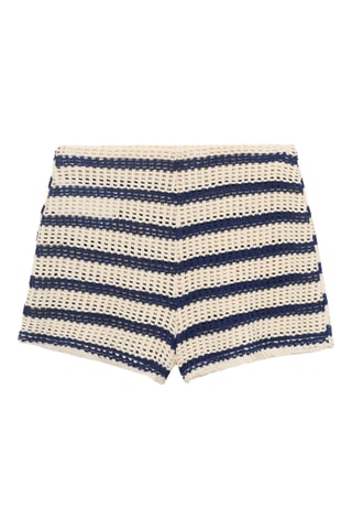 Short en crochet à rayures - Bleu Marine
