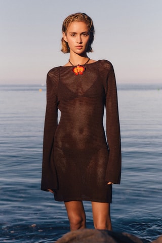 Robe crochet dos nu - Chocolat