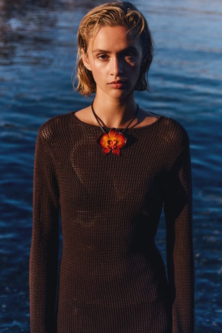Robe crochet dos nu - Chocolat