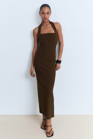 Robe longue emmanchures américaines - Marron