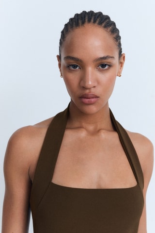 Robe longue emmanchures américaines - Marron