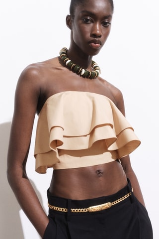 Haut bustier à volants - Beige