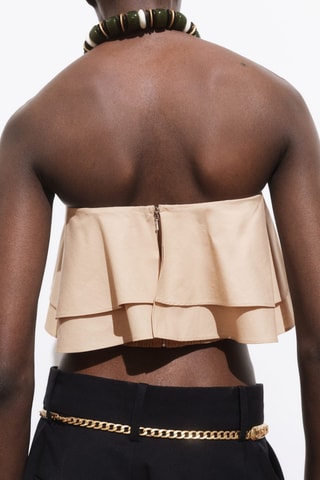 Haut bustier à volants - Beige