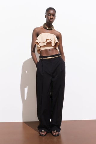 Haut bustier à volants - Beige