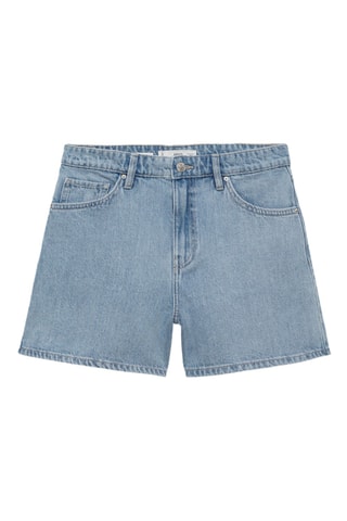 Short en jean droit taille haute - Bleu Clair