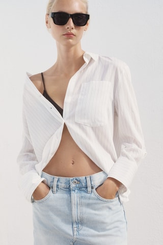 Jupe denim bas effiloché - Bleu Clair