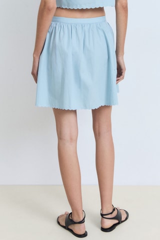 Jupe broderie base festonnée - Bleu Clair