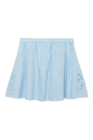 Jupe broderie base festonnée - Bleu Clair