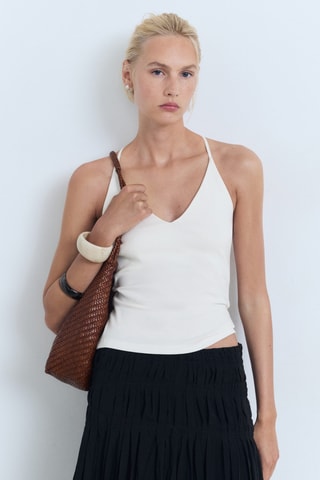 Top en coton dos nu - Blanc Cassé