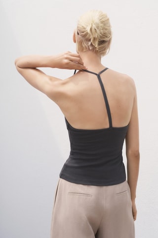Top en coton dos nu - Anthracite