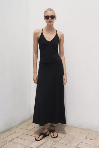 Top en coton dos nu - Noir