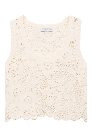 Top crochet fleurs - Écru