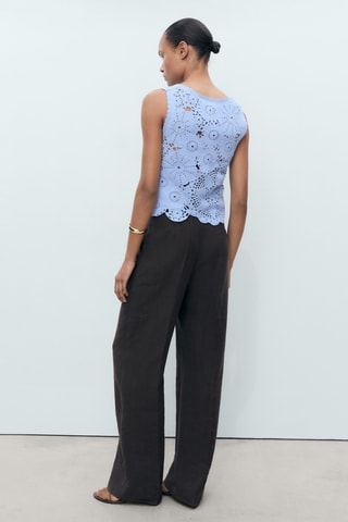 Top crochet fleurs - Bleu Clair