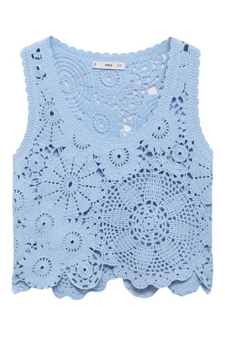 Top crochet fleurs - Bleu Clair