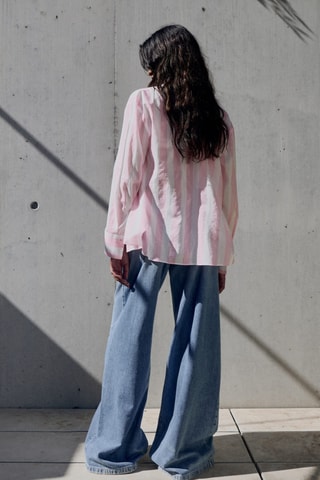 Chemise coton rayures - Rose Pastel