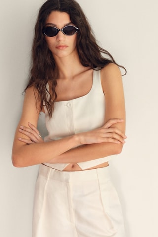Gilet de costume lin mélangé - Blanc