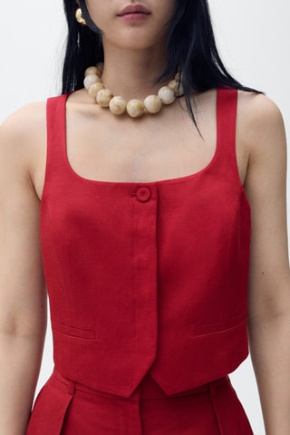 Gilet de costume lin mélangé - Grenat