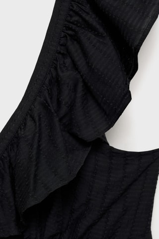 Robe longue à col volanté - Noir