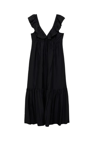 Robe longue à col volanté - Noir