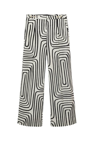 Pantalon lin imprimé géométrique - Écru